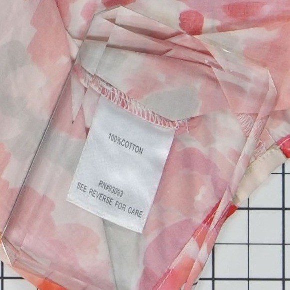 Tyler Boe Blouse Top Women's Size 4 Orange Pink Floral Bell Sleeve 100% Cotton - Picture 5 of 7